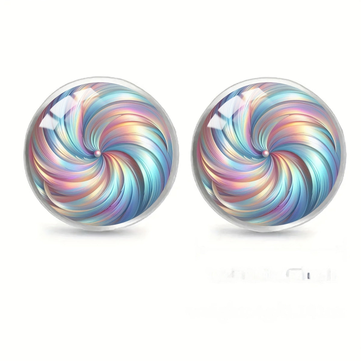 Iridescent Spiral Glass Stud Earrings