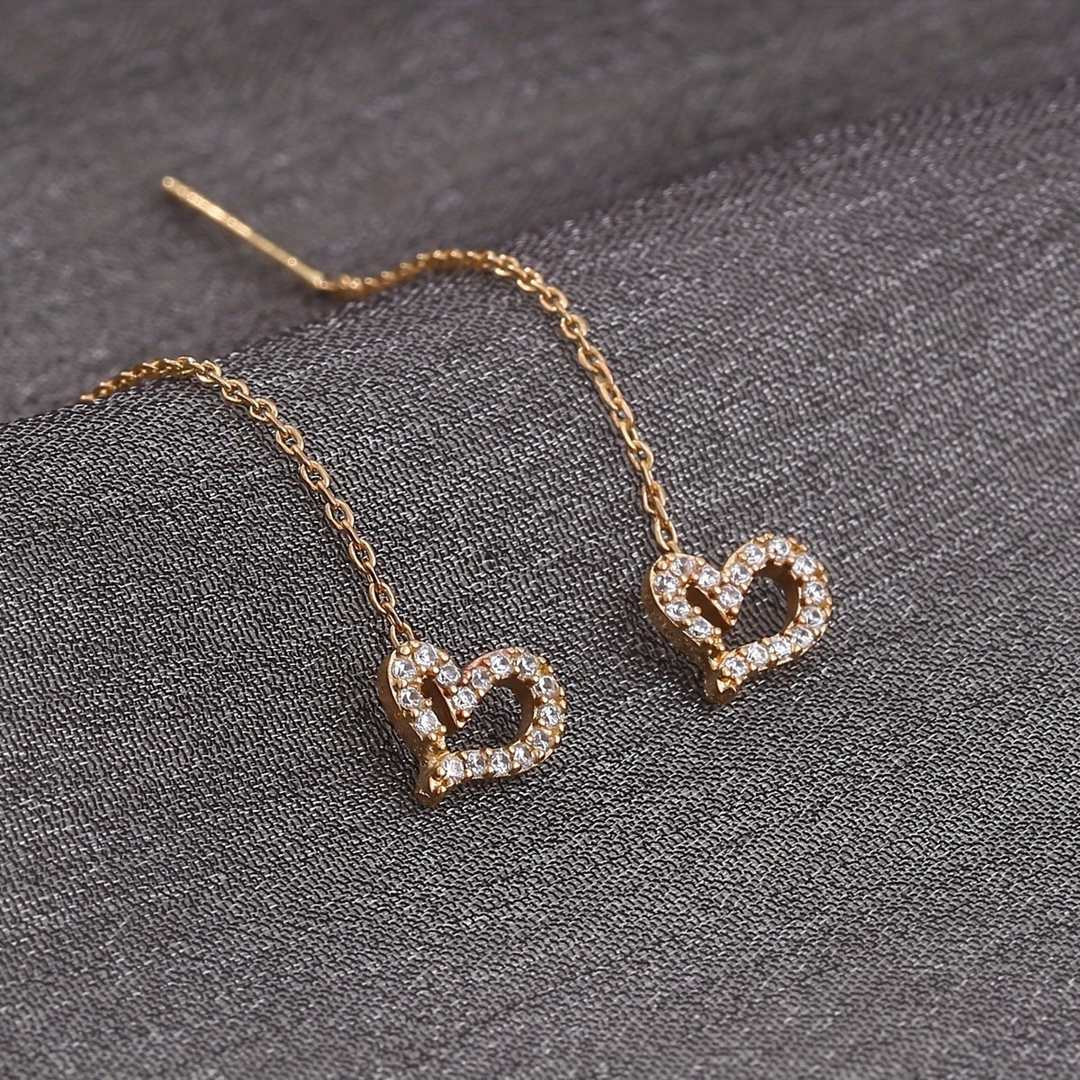 Crystal Heart Linear Drop Earrings