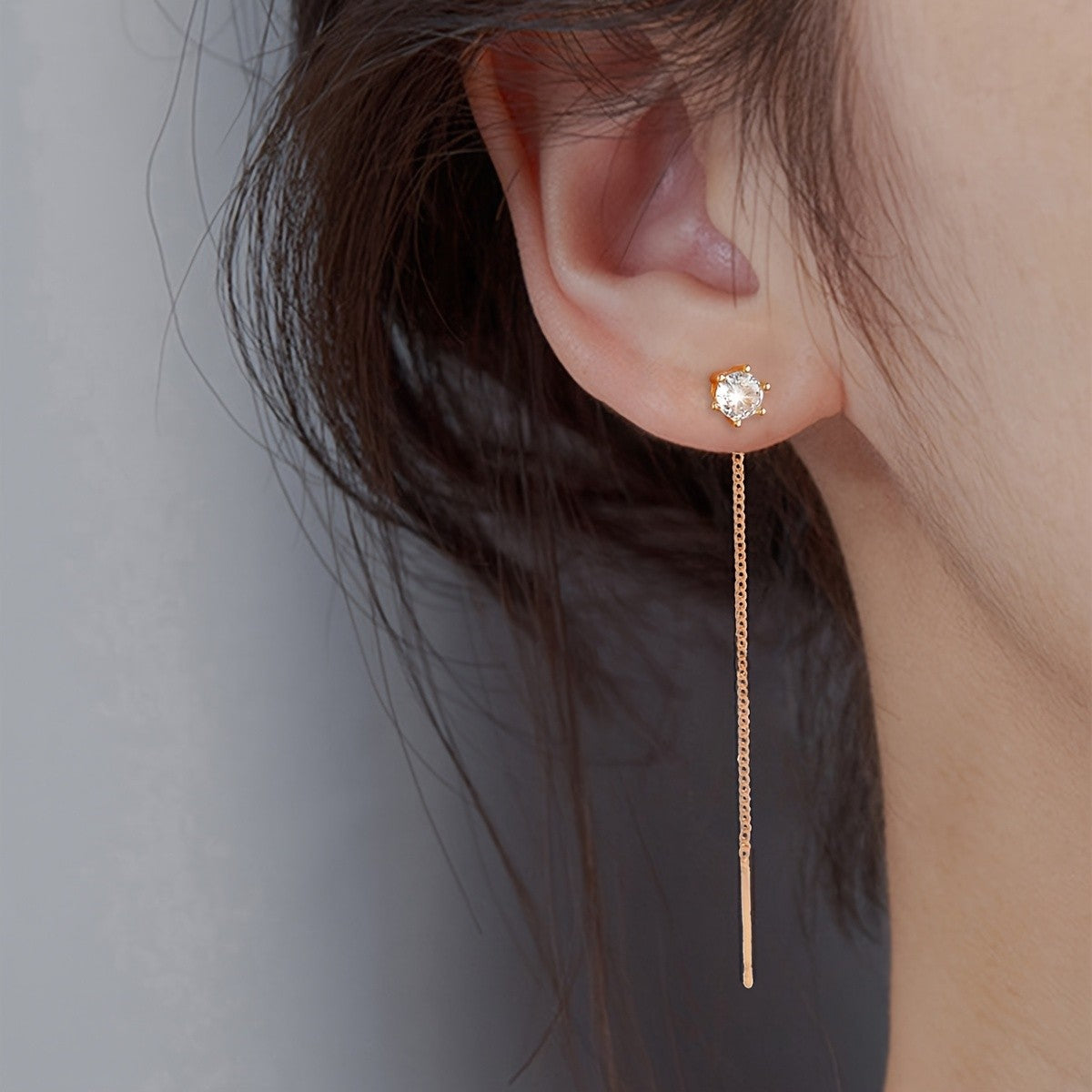Square Crystal Threader Earrings