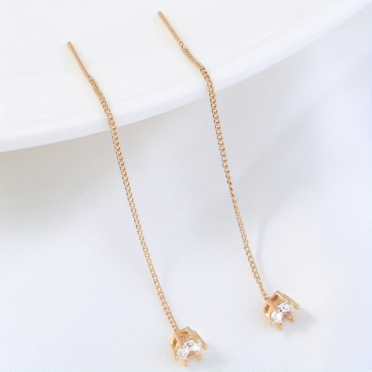 Square Crystal Threader Earrings