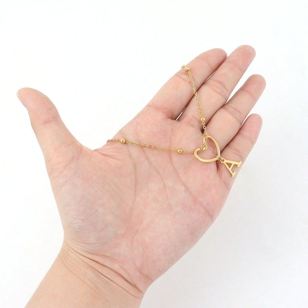 Open Heart Initial Necklace