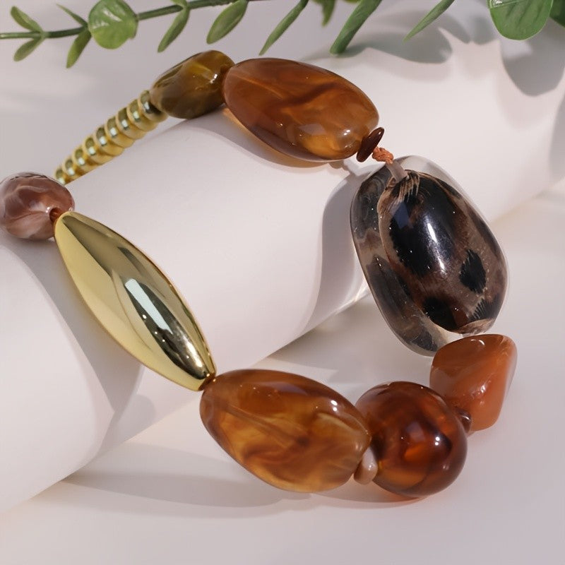 Brown Oval Resin Bead Necklace