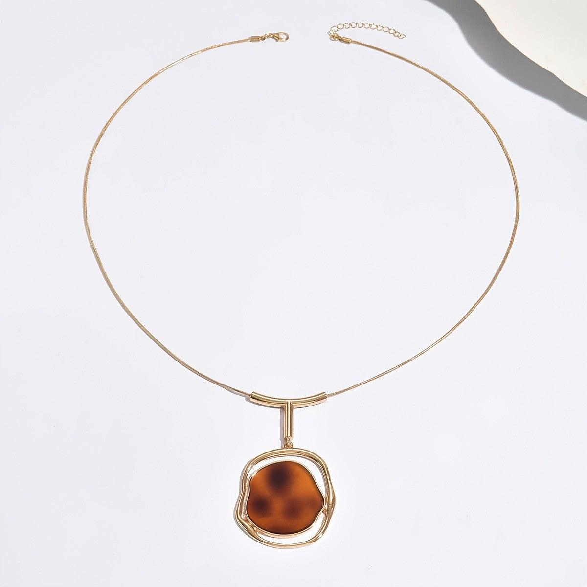 Amber Organic Shape Pendant Necklace