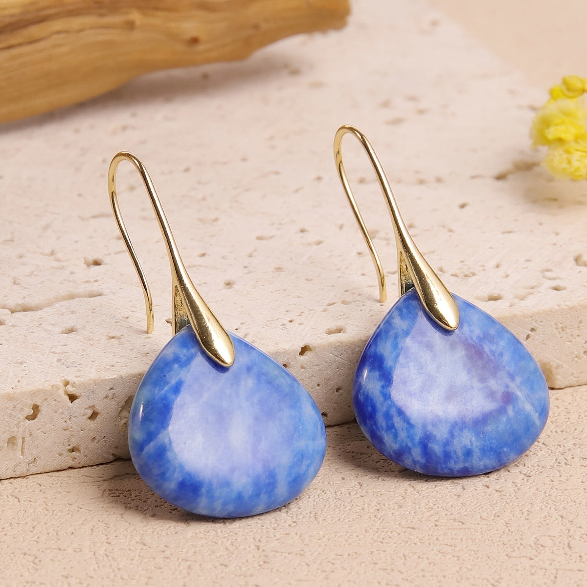 Yellow Stone Teardrop Earrings