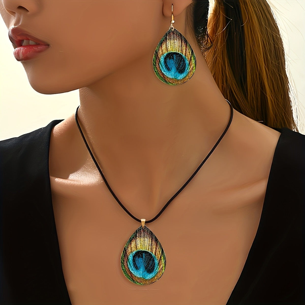 Peacock Eye Teardrop Jewelry Set