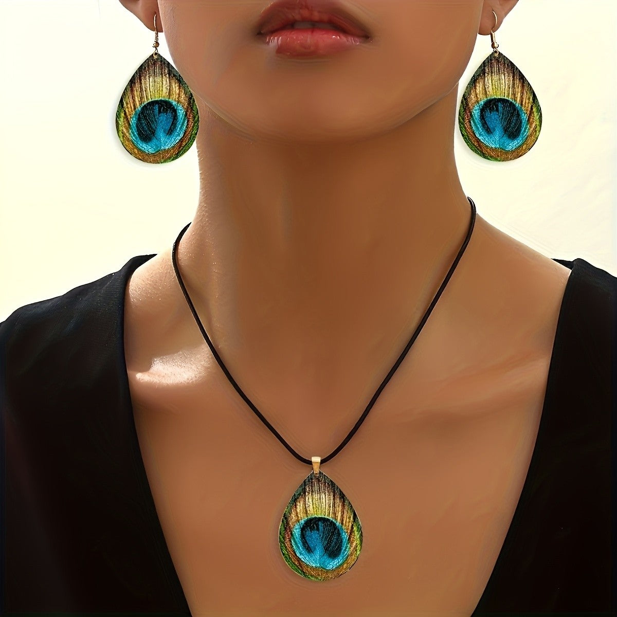 Peacock Eye Teardrop Jewelry Set