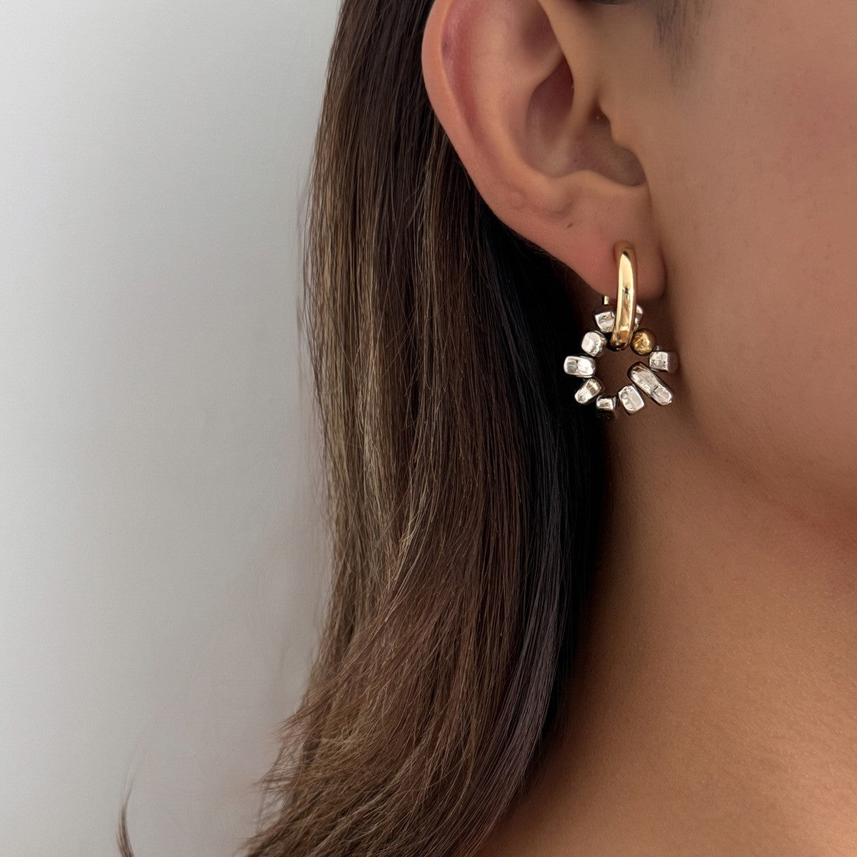 Asymmetrical Heart & Twist Hoop Earrings