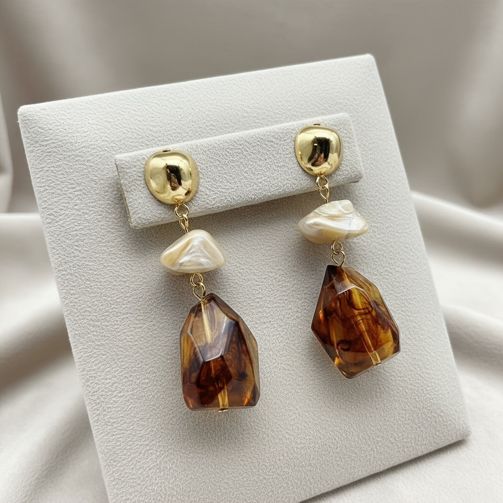 Tortoise Shell Geometric Drop Earrings