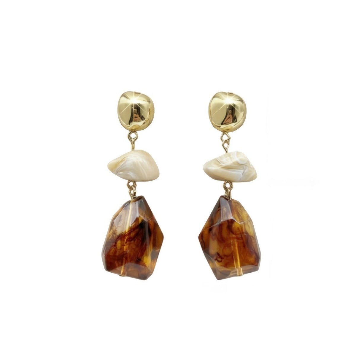Tortoise Shell Geometric Drop Earrings