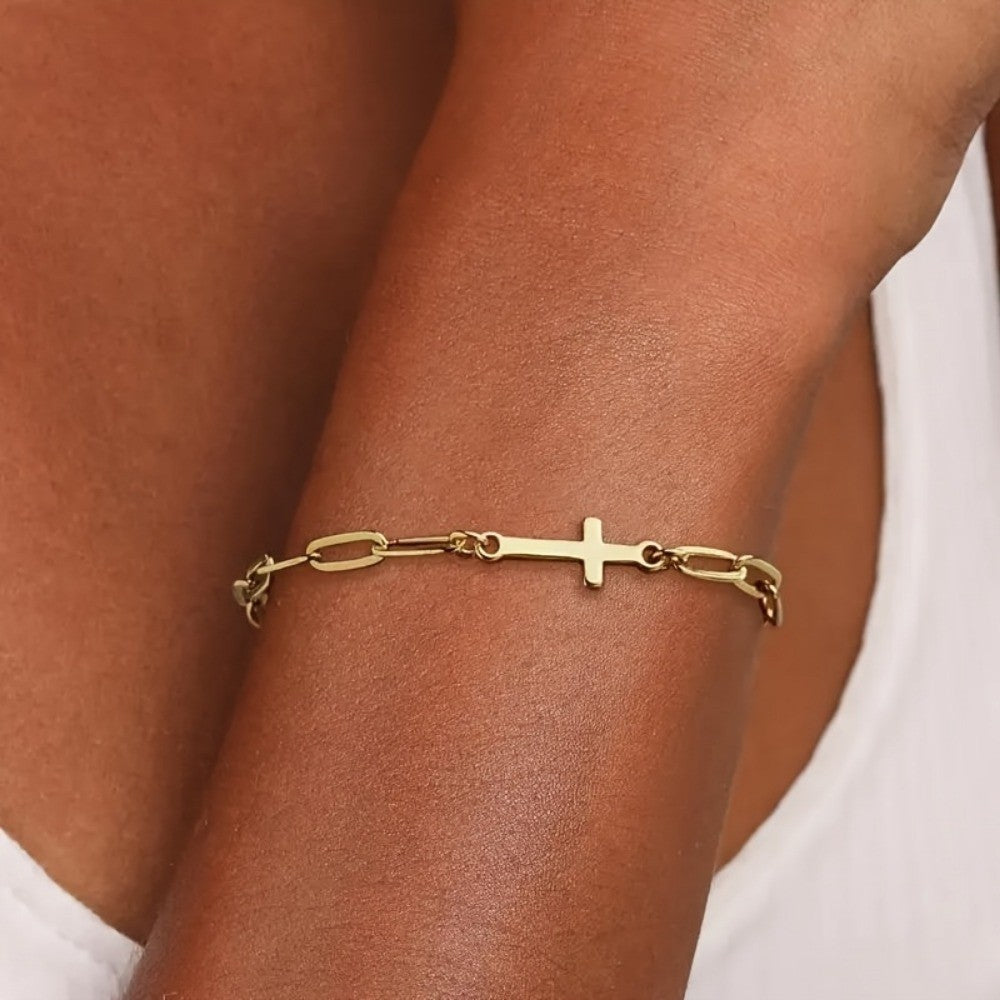 Cross Oval Link Bracelet