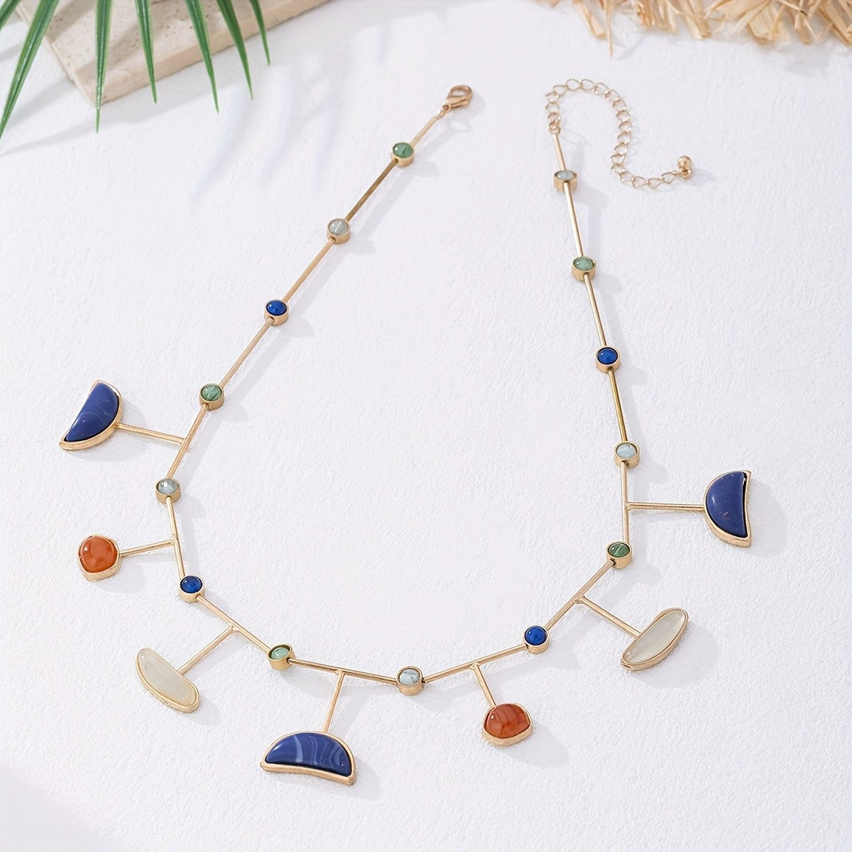 Multicolor Geometric Branch Necklace