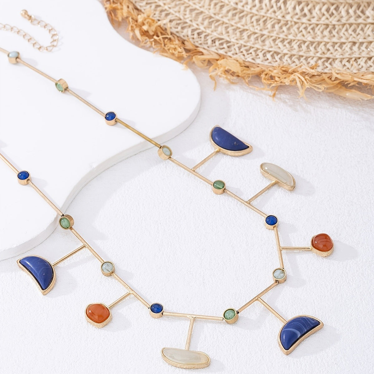 Multicolor Geometric Branch Necklace