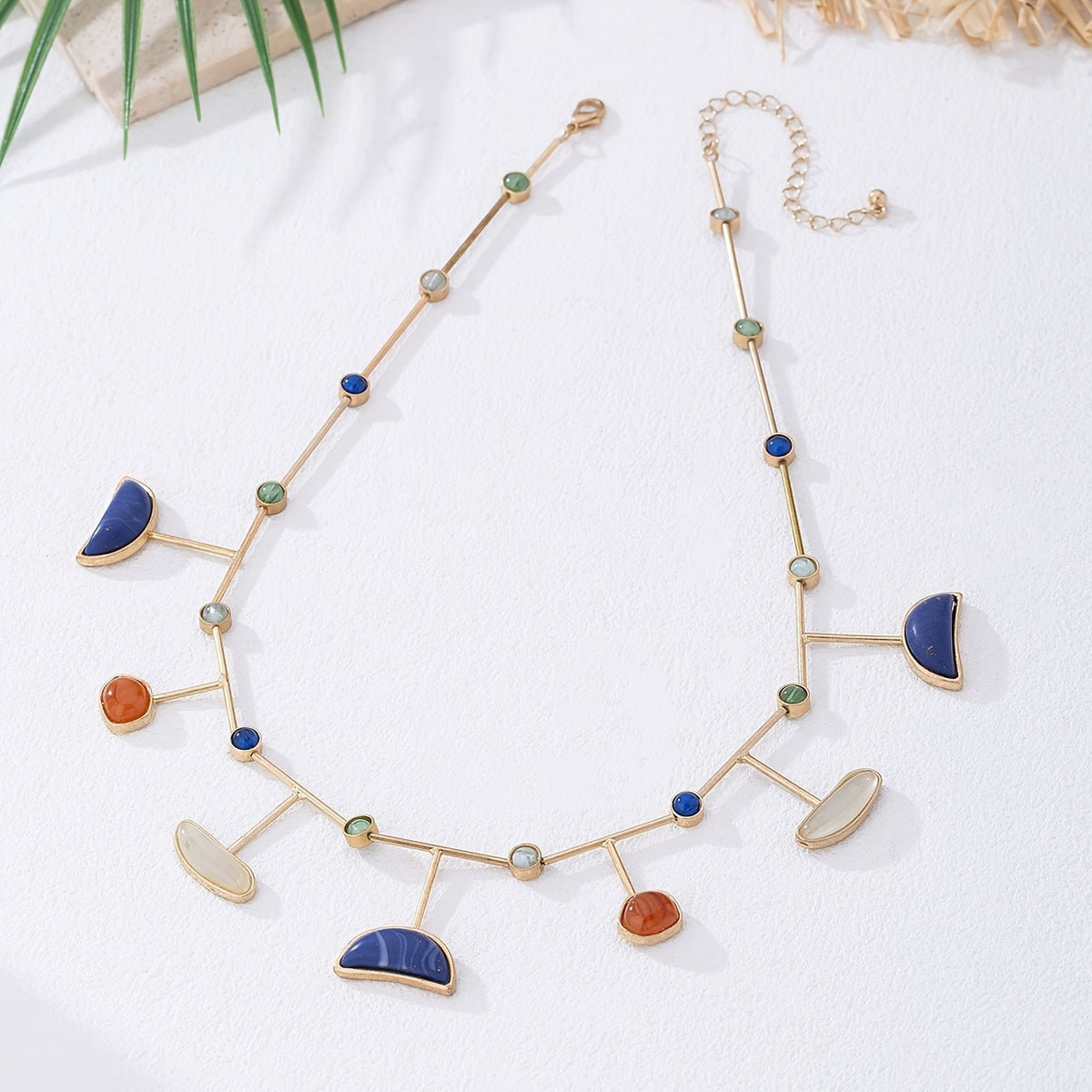 Multicolor Geometric Branch Necklace