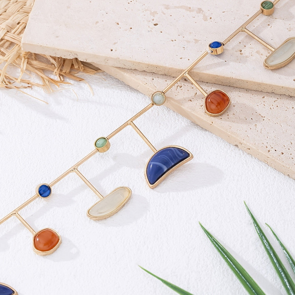 Multicolor Geometric Branch Necklace