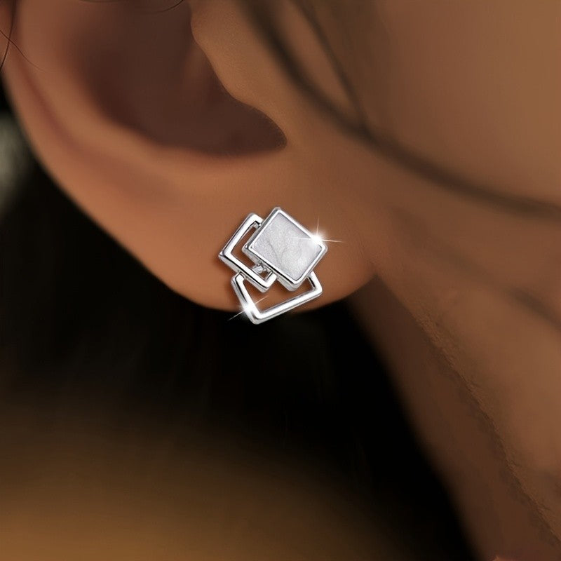 Square Interlocking Stud Earrings