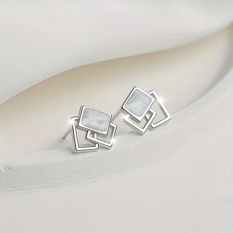 Square Interlocking Stud Earrings