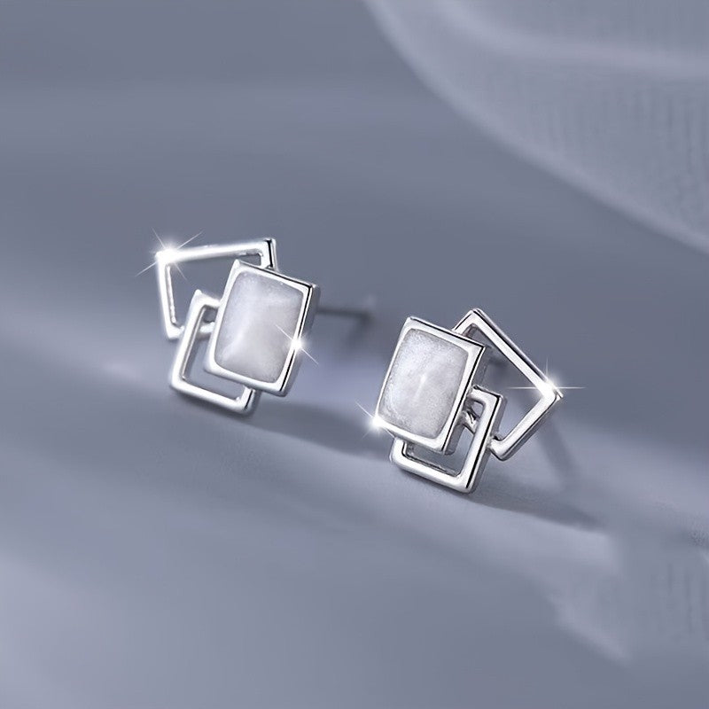 Square Interlocking Stud Earrings