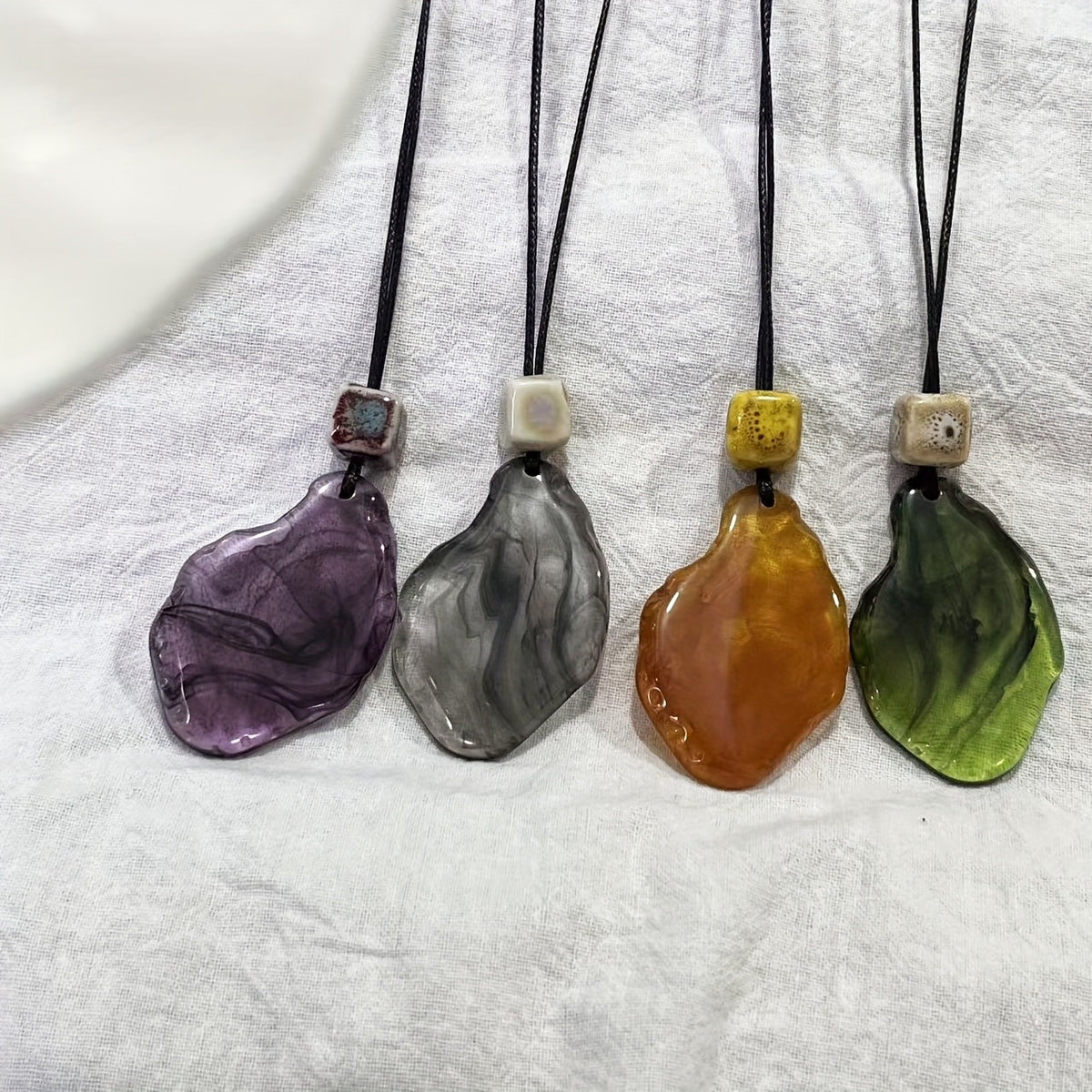 Swirled Resin Leaf Necklace
