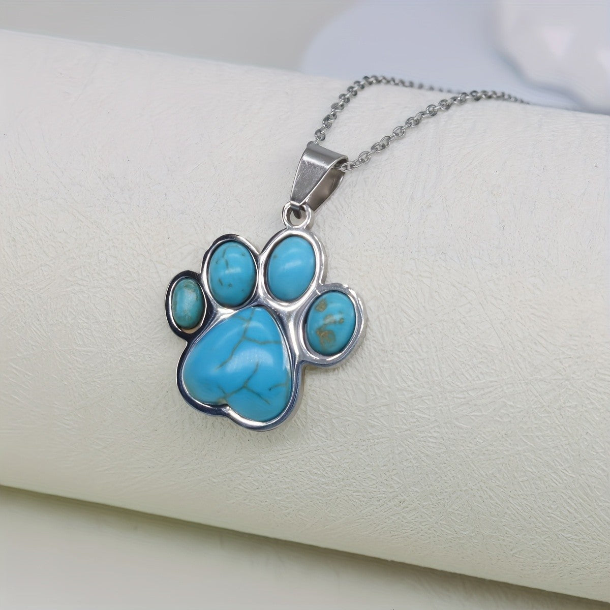 Turquoise Paw Print Necklace