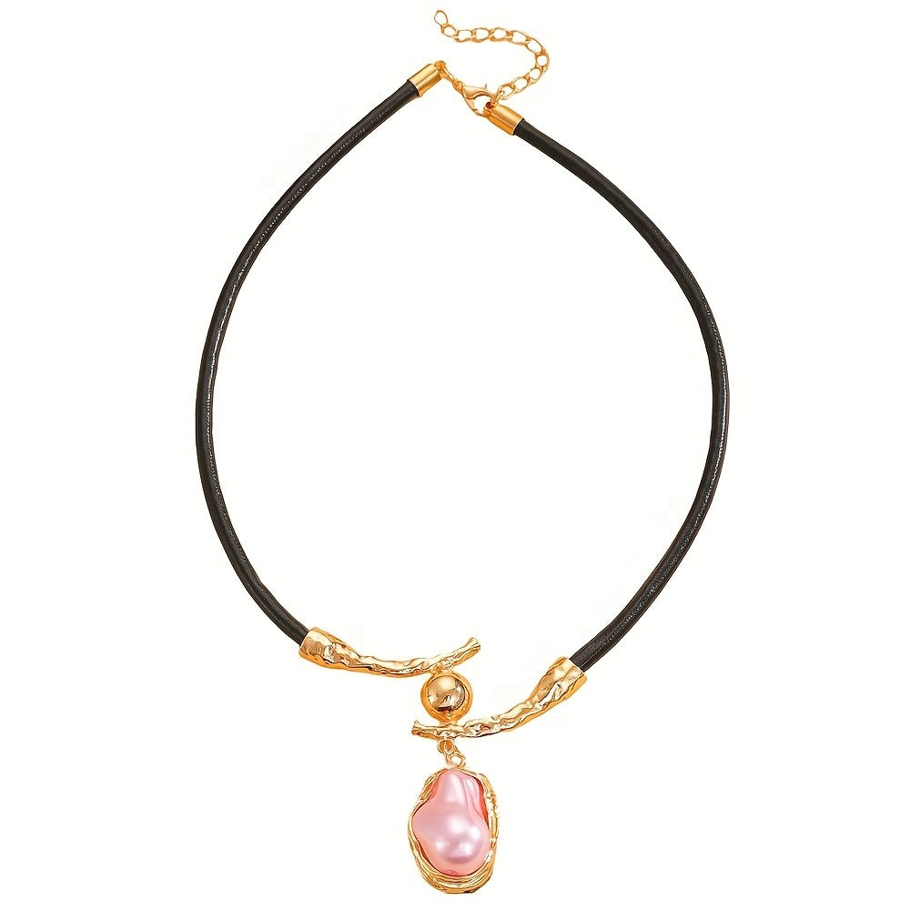Baroque Faux Pearl Cord Necklace