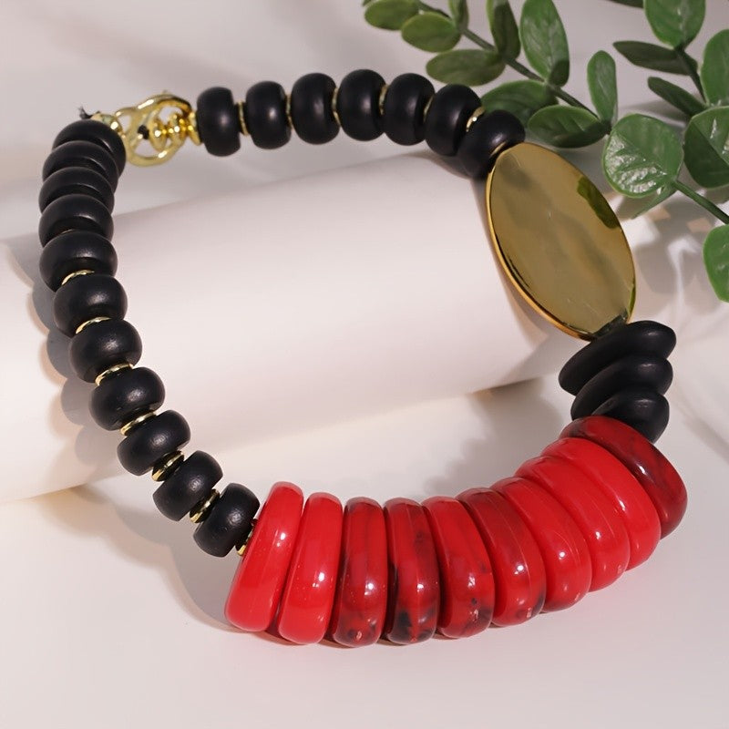 Red & Black Bead Statement Necklace
