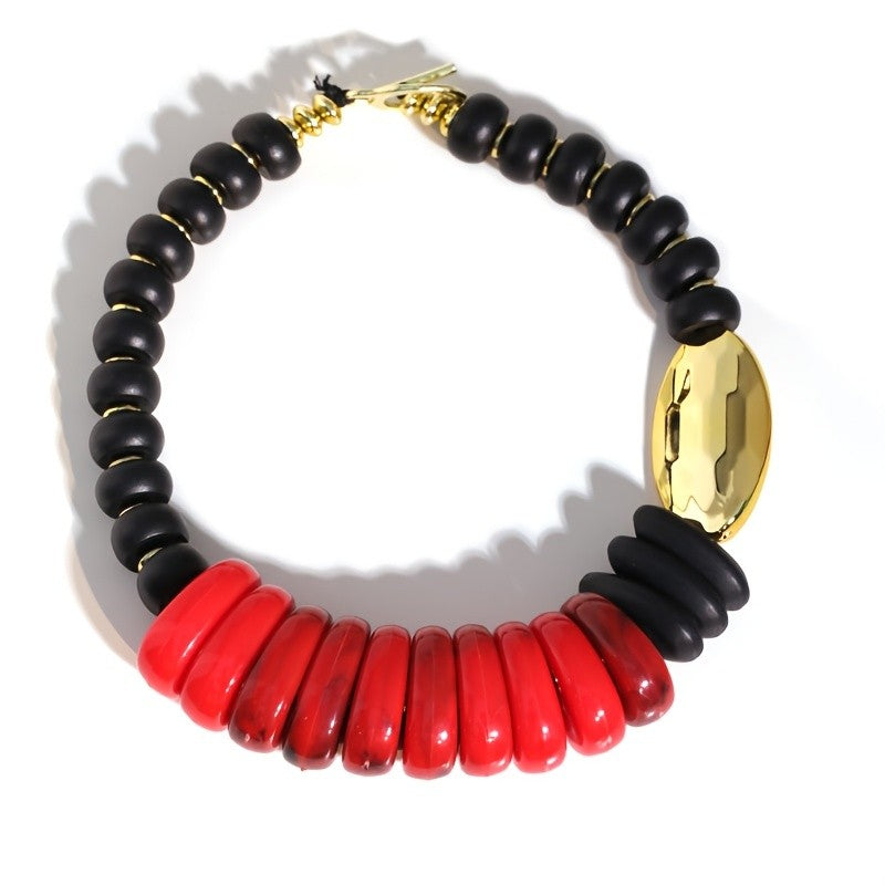 Red & Black Bead Statement Necklace