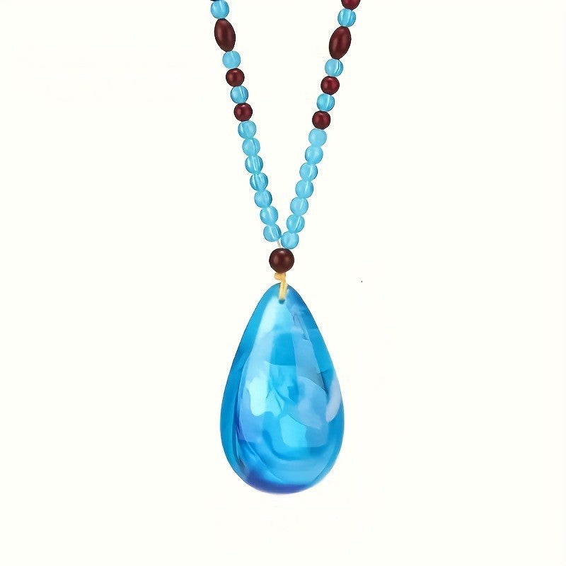 Blue Amber Water Drop Pendant