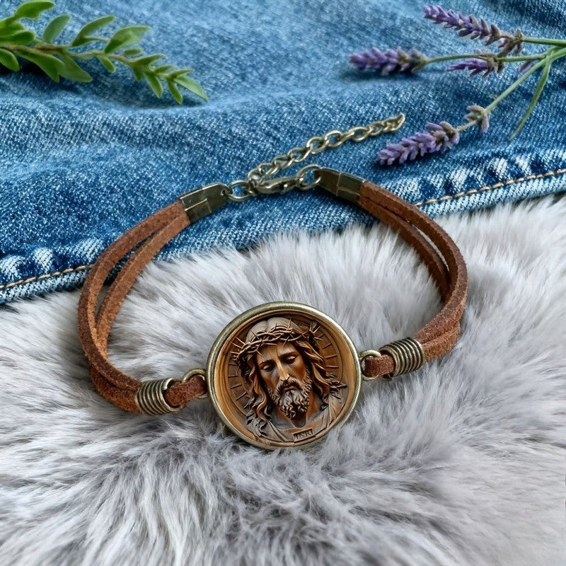 Vintage Jesus Glass Bracelet