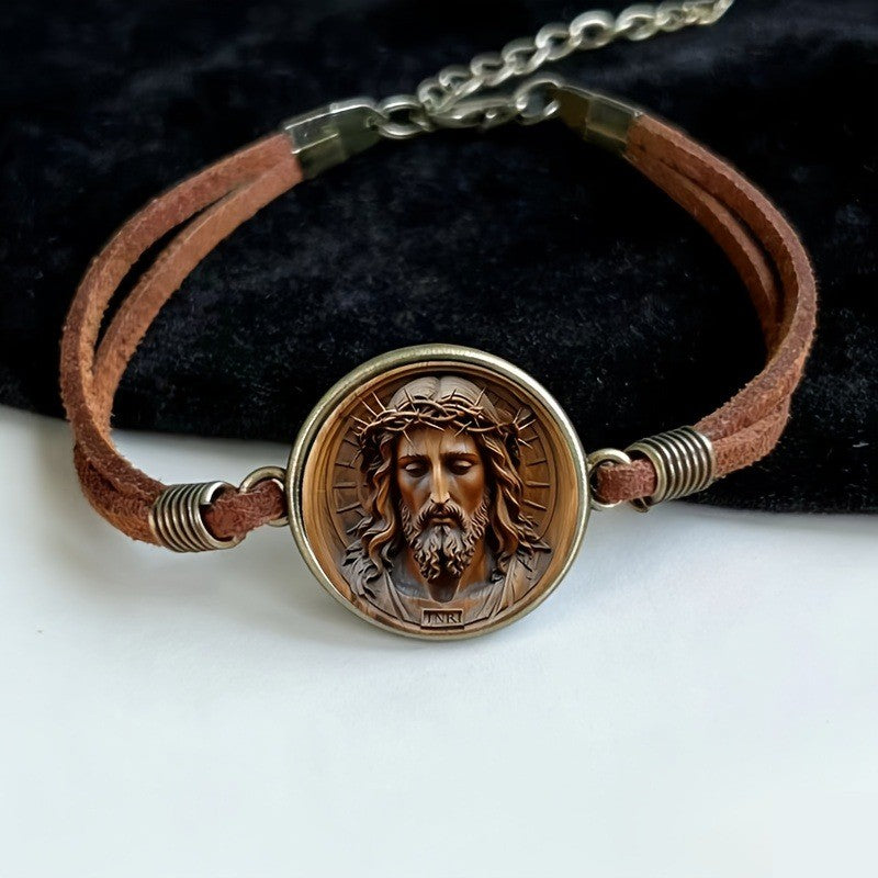 Vintage Jesus Glass Bracelet