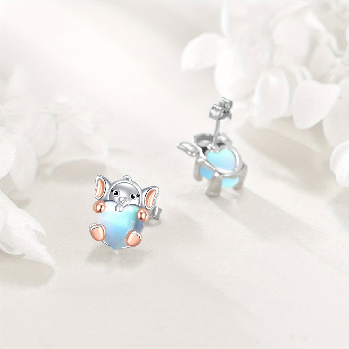 Blue Elephant Stud Earrings