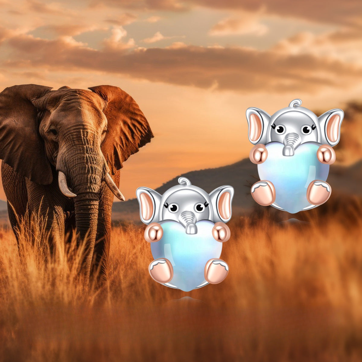 Blue Elephant Stud Earrings