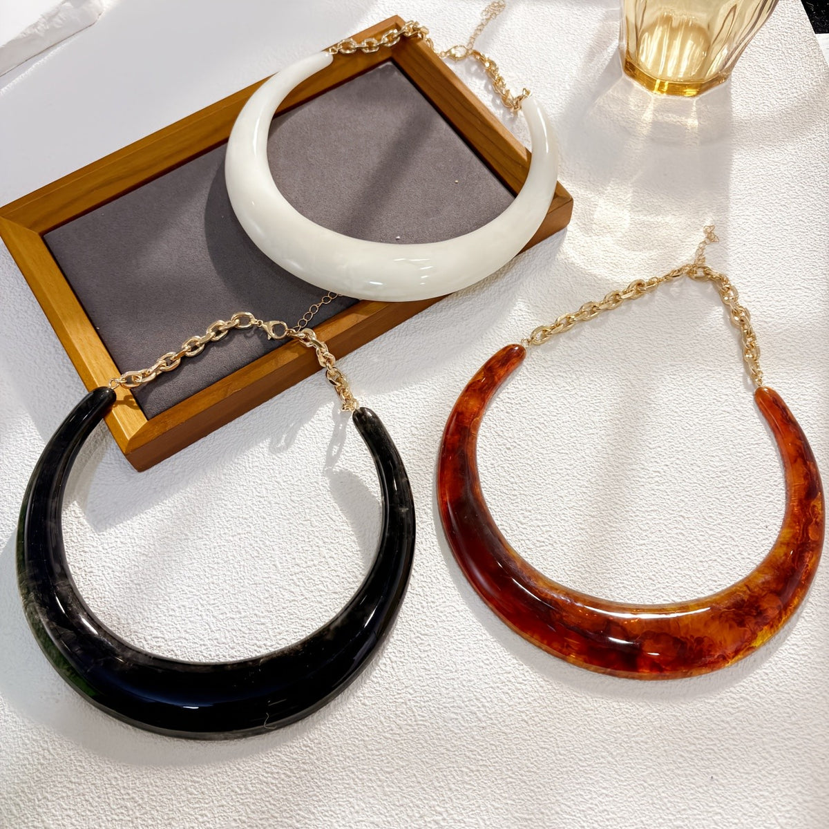 Resin Crescent Moon Necklace