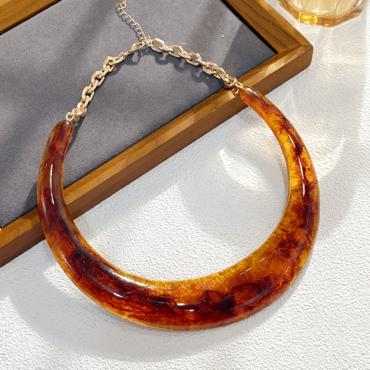 Resin Crescent Moon Necklace