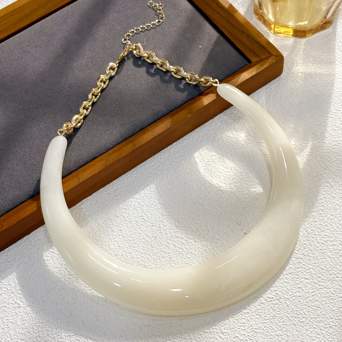 Resin Crescent Moon Necklace