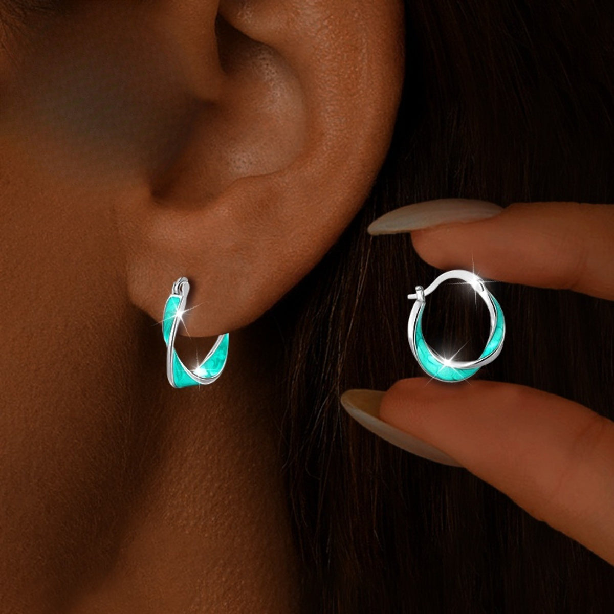 Turquoise Twist Hoop Earrings