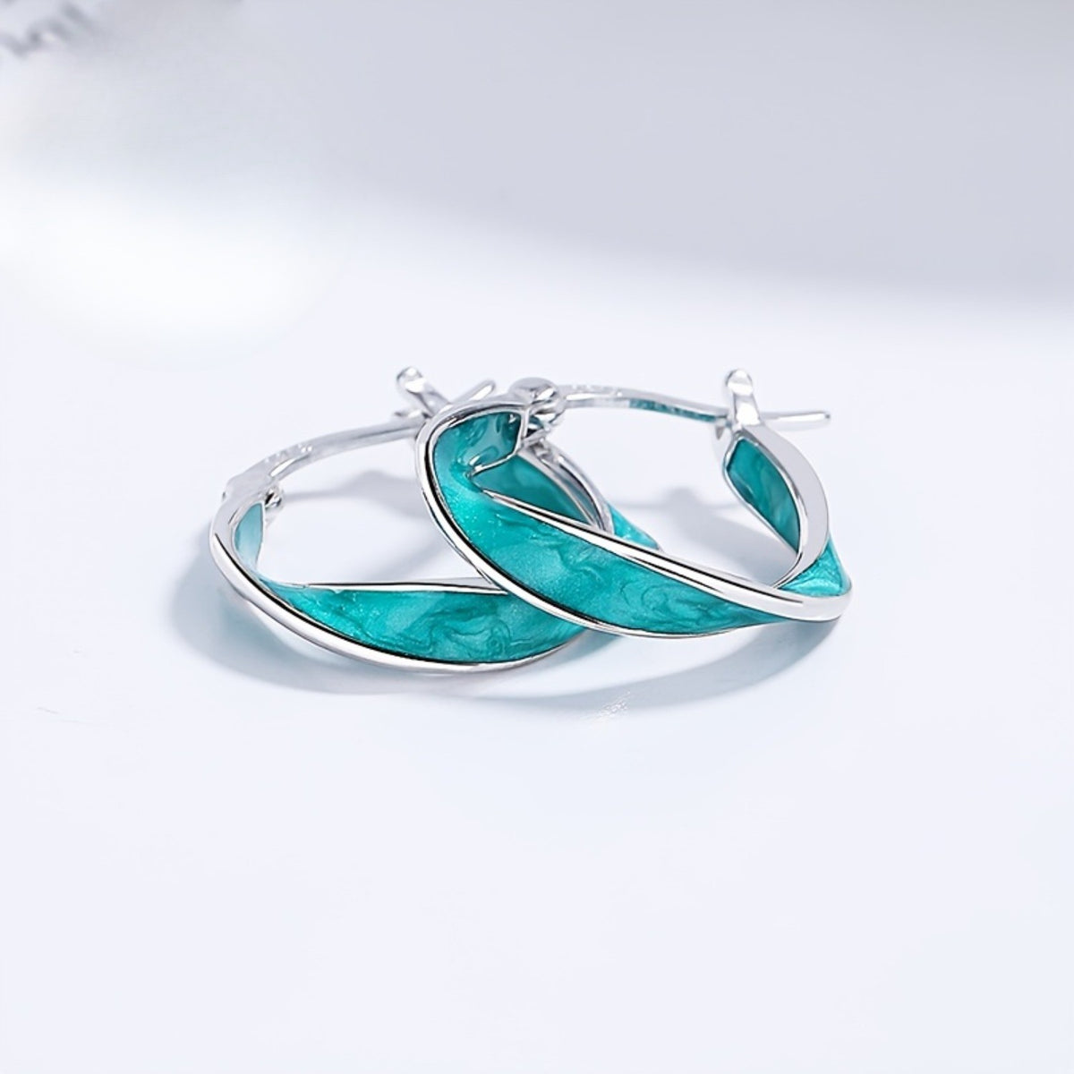 Turquoise Twist Hoop Earrings