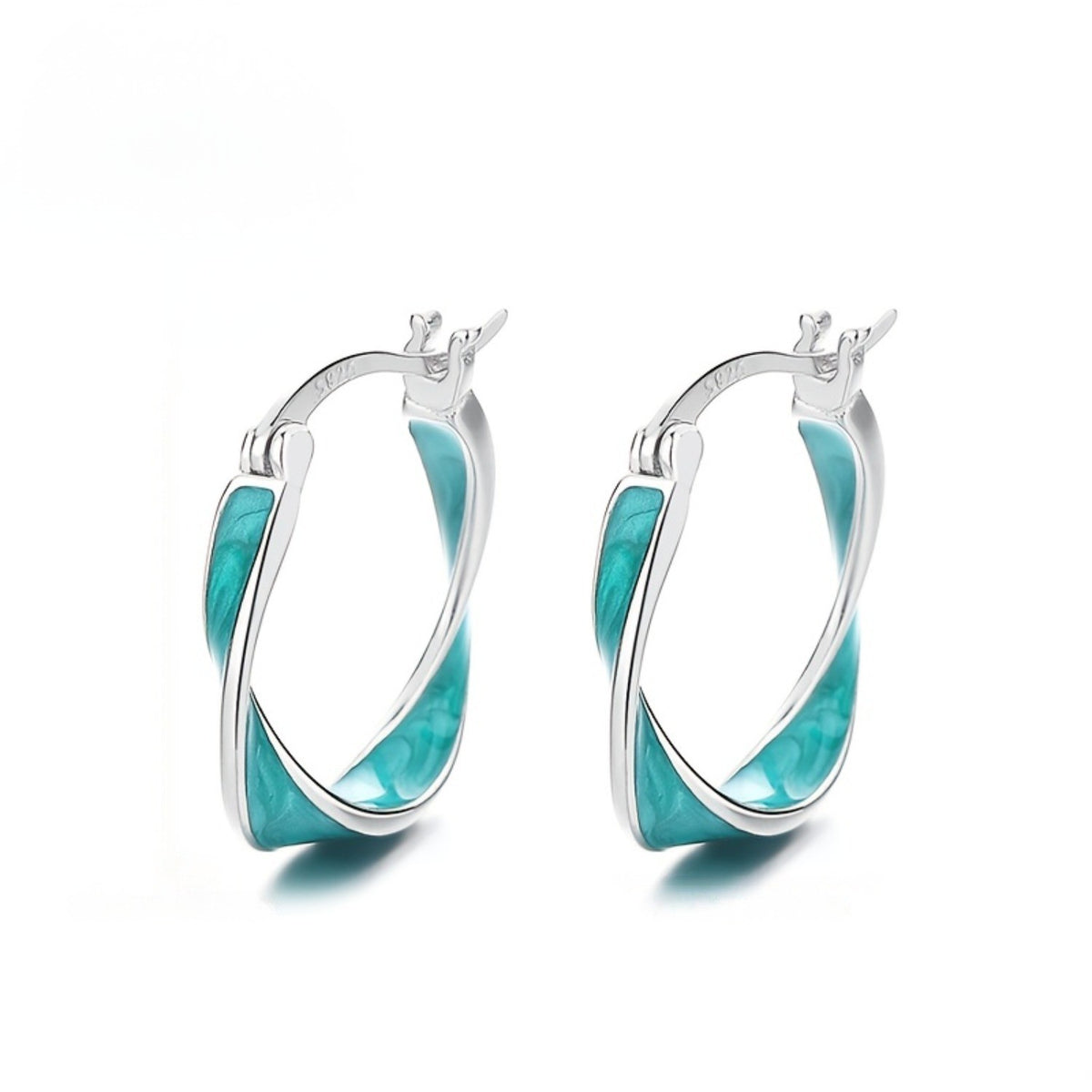 Turquoise Twist Hoop Earrings