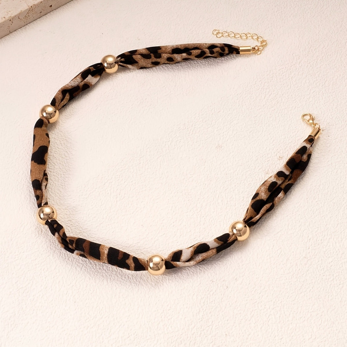 Leopard Print Beaded Necklace