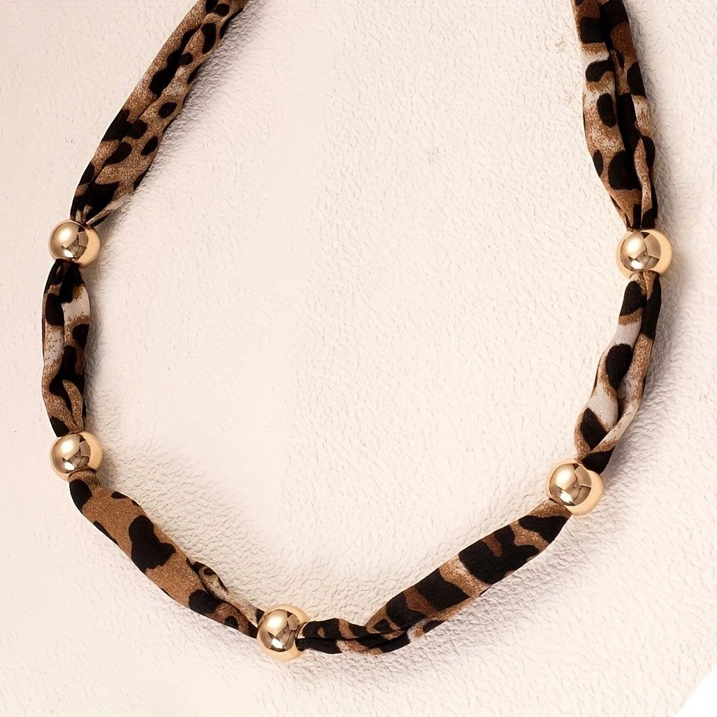 Leopard Print Beaded Necklace