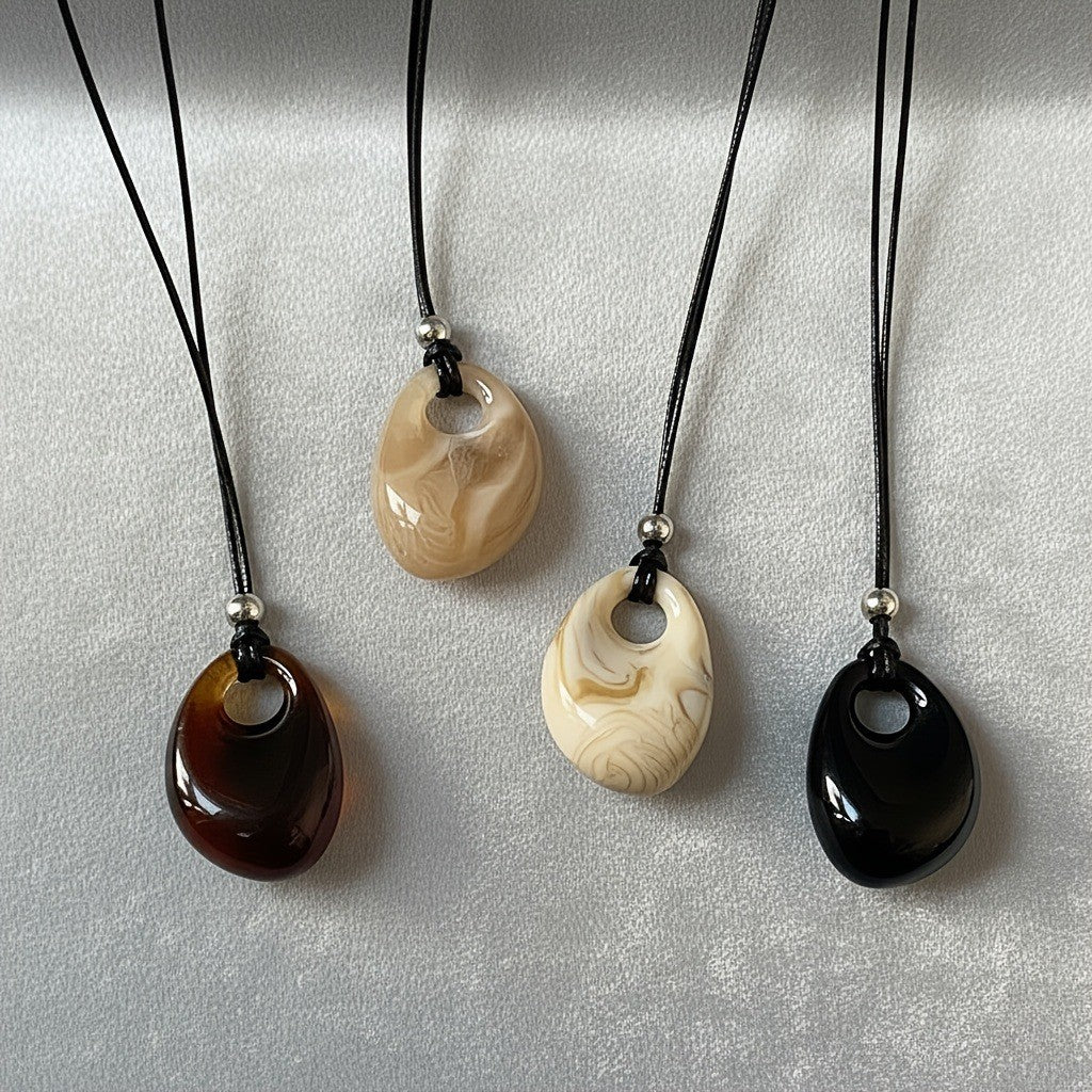 Marbled Hollow Teardrop Necklace
