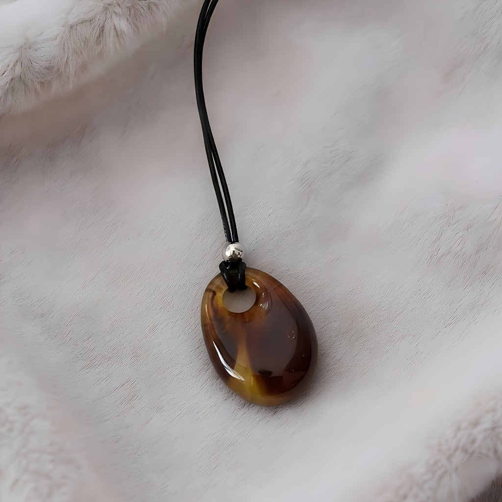 Marbled Hollow Teardrop Necklace