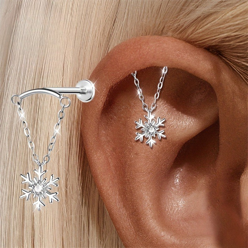 Snowflake CZ Chain Dangle Earring