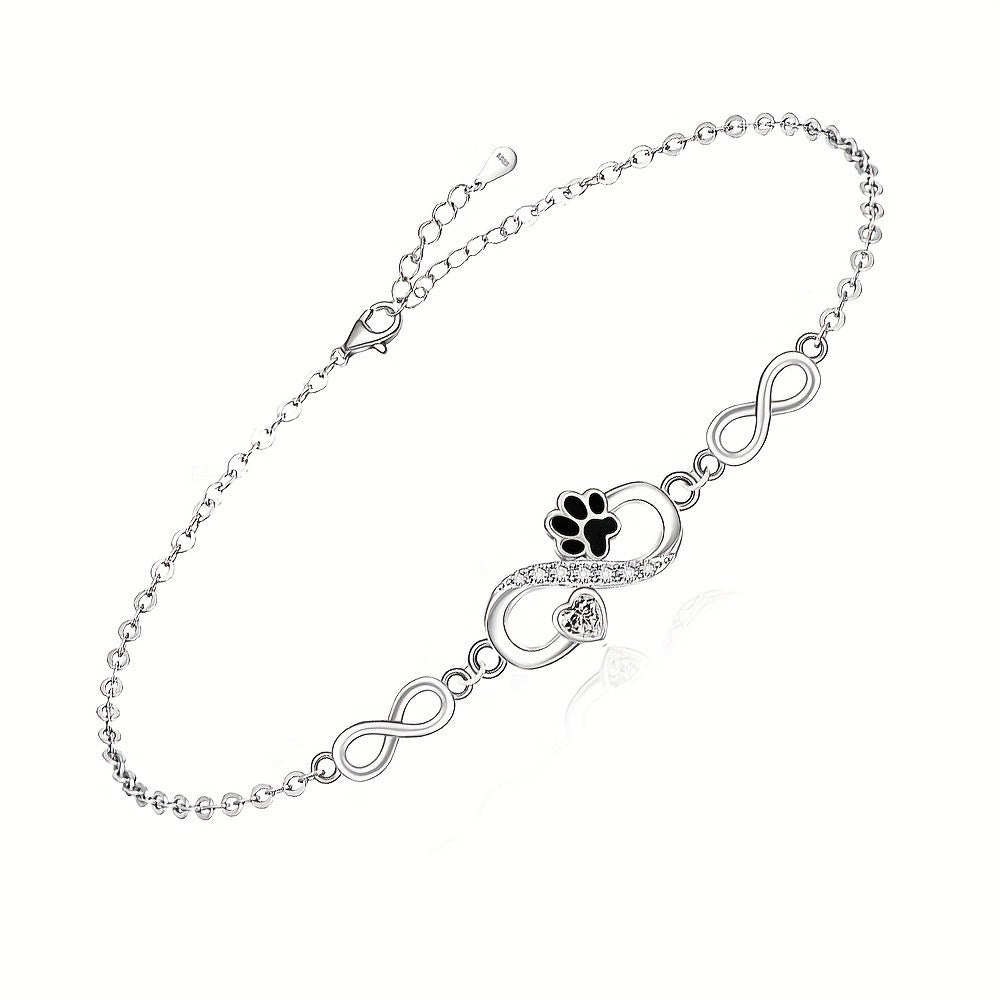 Paw Print Infinity Link Bracelet