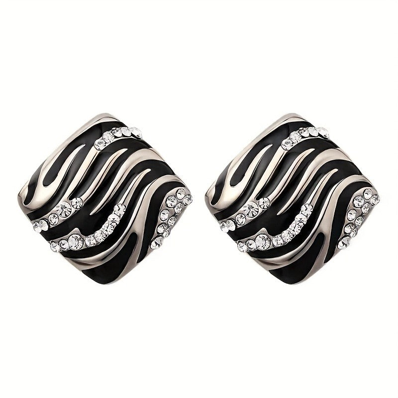 Zebra Square Stud Earrings