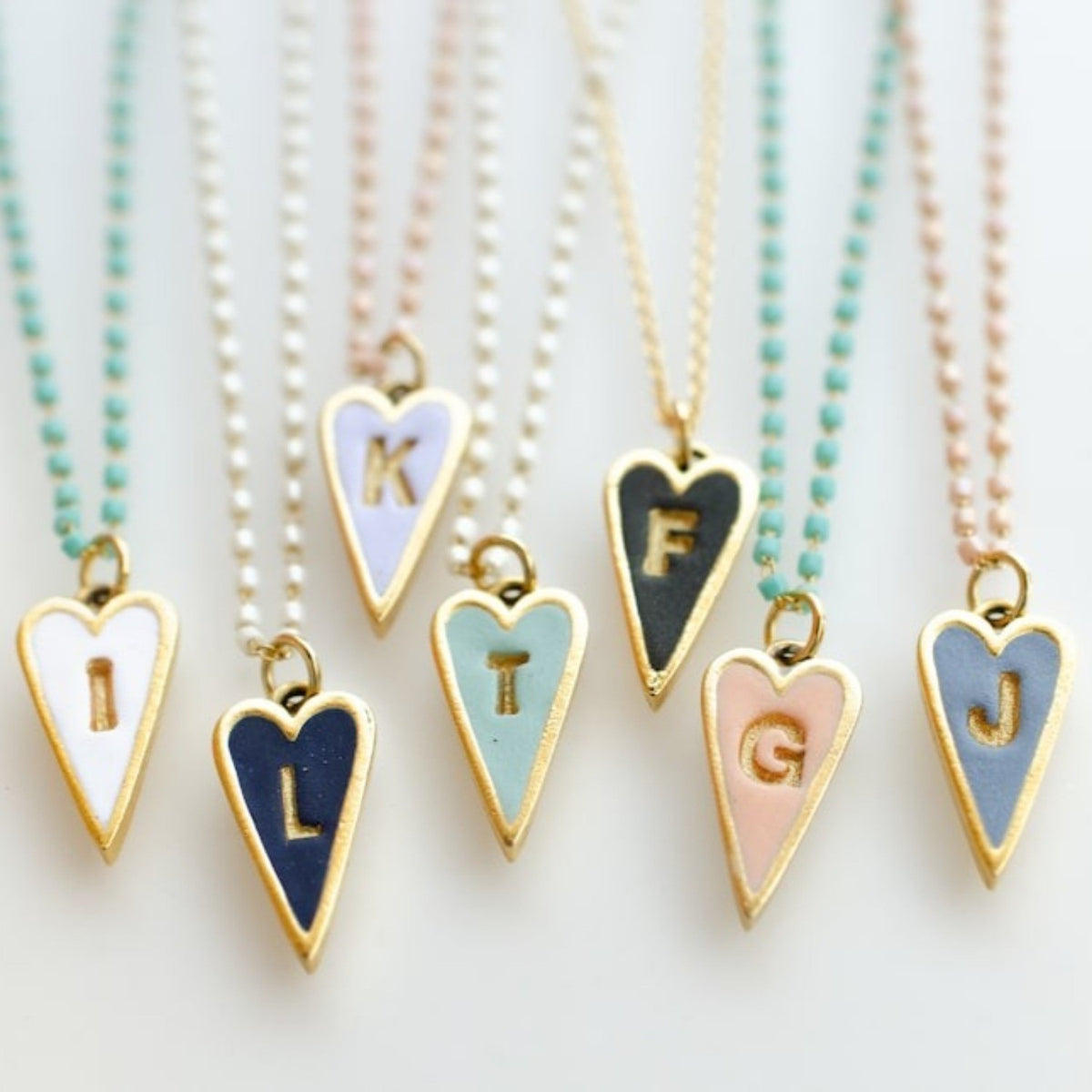 Enamel Letter Heart Necklace