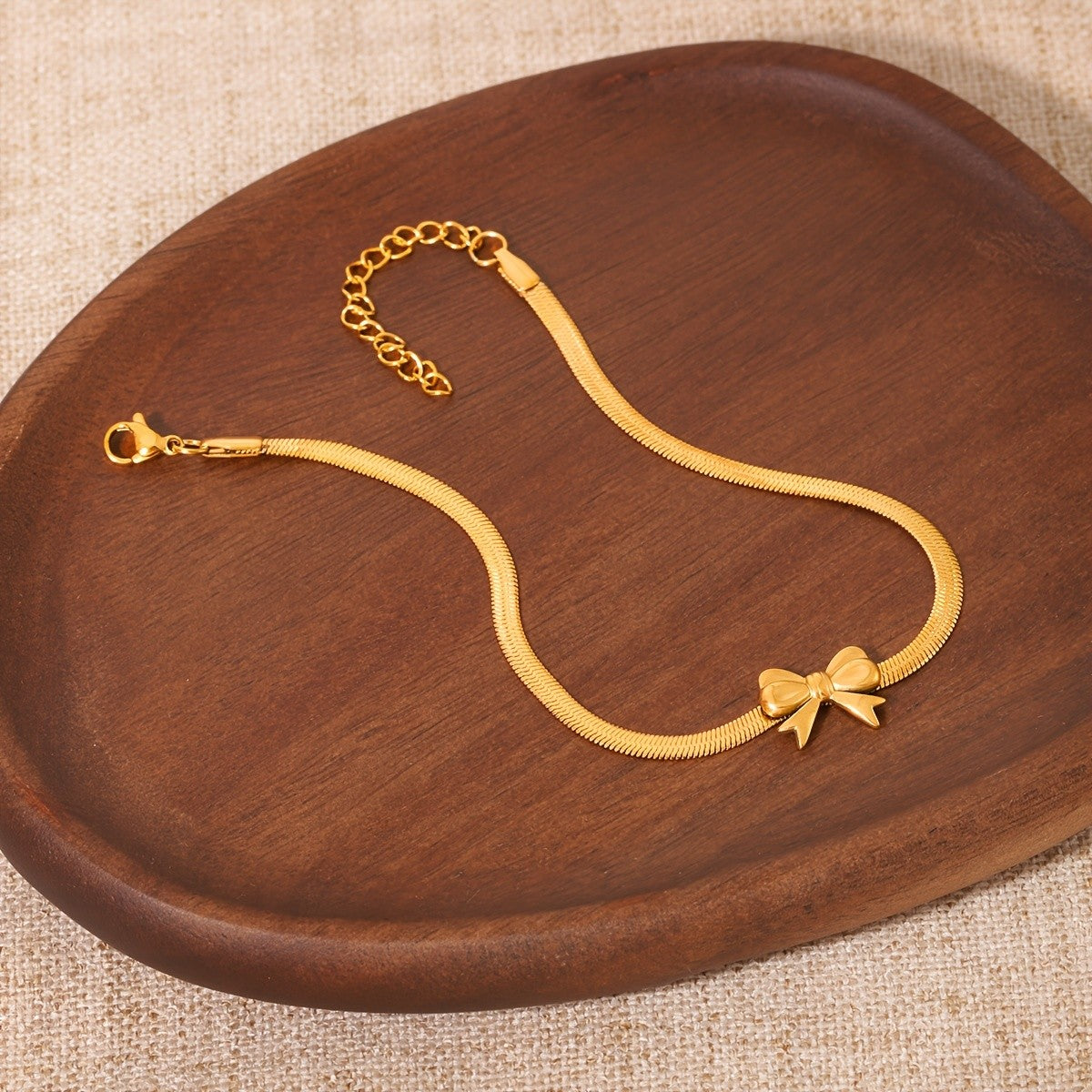Bow Accent Snake Chain Anklet