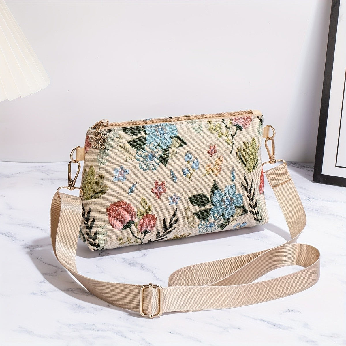 Embroidered Garden Crossbody Bag