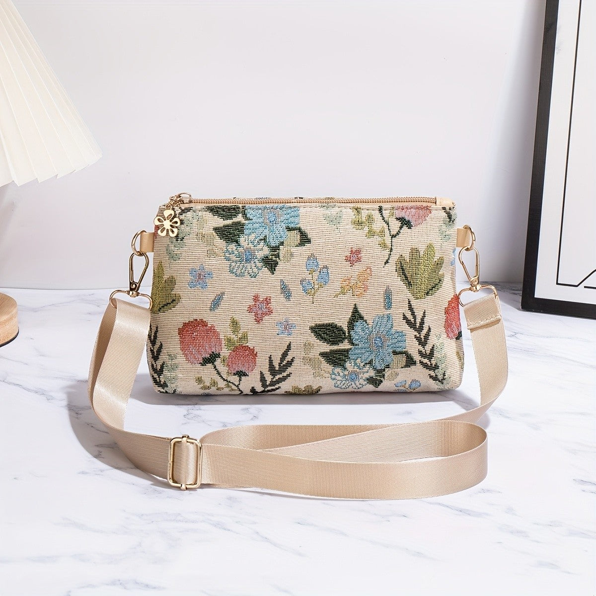 Embroidered Garden Crossbody Bag