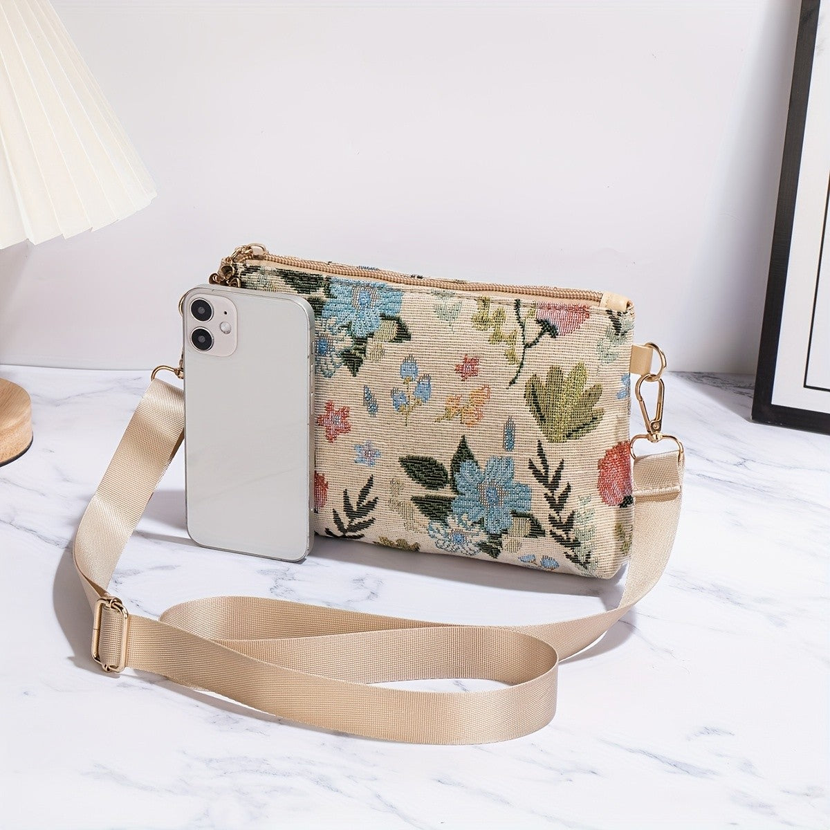 Embroidered Garden Crossbody Bag