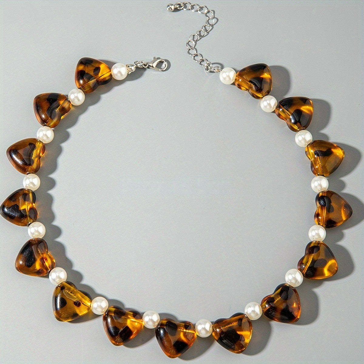 Tortoiseshell Heart & Pearl Necklace